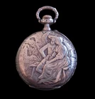 New ListingANTIQUE LONGINES SILVER CARVED SCENE POCKET WATCH MISSING BEZEL