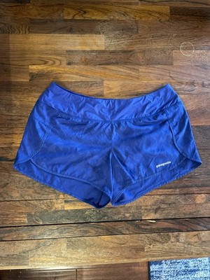 NWOT Patagonia Strider Running Shorts Womens Large Blue Lined 3  Lightweight