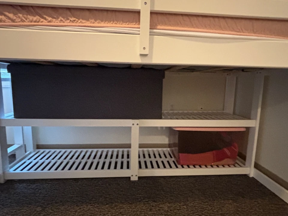 Двойной белый каркас кровати с нижним местом для хранения - Изображение 3 из 3