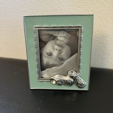 Mint Green Baby Photo Frame with Silver Accents.