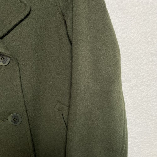 LL Bean Insulate Size 12 Reg Pea Coat Green Double Breasted Fully Lined - Picture 3 of 19