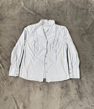 Hellblaue Bluse von ERFO mit Rüschen | Gr. 42 | Baumwollmix | elegant