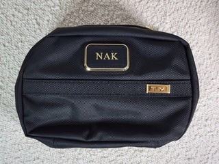 TUMI 2203193DG3 Black Nylon Clamshell Cosmetic Case Makeup Pouch Monogrammed NAK