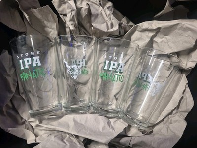 4x STONE BREWERY  ''Fanatic'' I.P.A. PINT GLASSES NOS from Cases