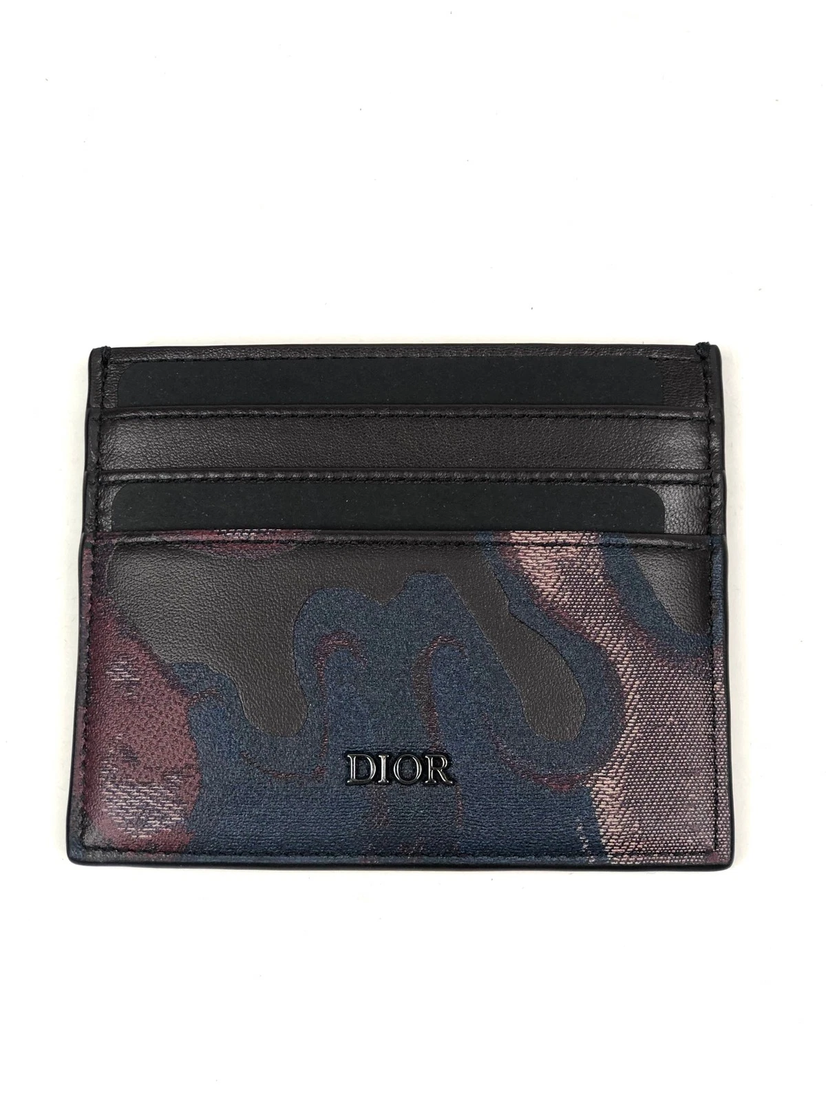 Porte carte cuir camouflage marron DIOR X PETER DOIG
