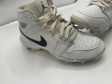 Nike Air Jordan 1 Mid Youth Cleat Size 6Y White Black Football Baseball