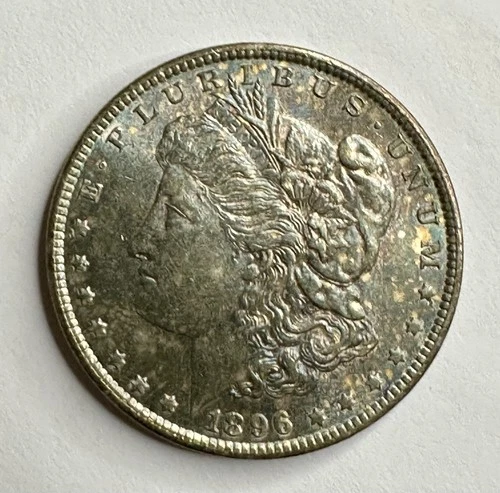 1896 P Morgan Silver Dollar $1 Choice BU Full Rainbow Toning 3day & NR! 🙌