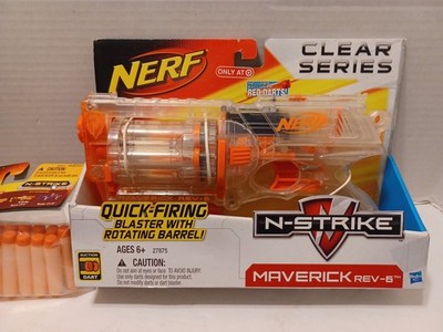 Nerf N-Strike Maverick Rev-6 Dart Gun Blaster Clear, New In Box