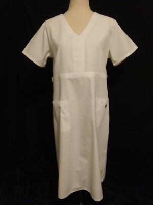 short white nurse dress Butter Soft nurse dress Sz. L adjustable straps combed cotton blend WHITE