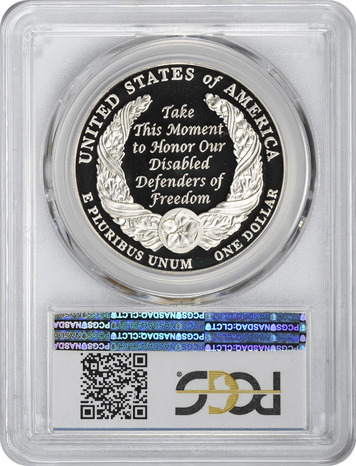 2010-W Disabled Veterans Silver Commemorative Dollar PR70DCAM PCGS Proof 70 DC - Image 2 of 2