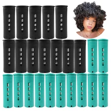Large and Jumbo Perm Rods Set - 24 Pcs Black and Green Color Hair Rollers for Na