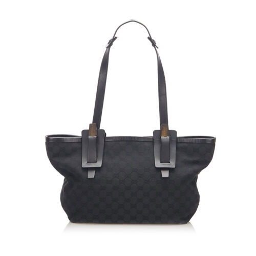 Gucci GG Tote Black Canvas Fabric Bag - image 1