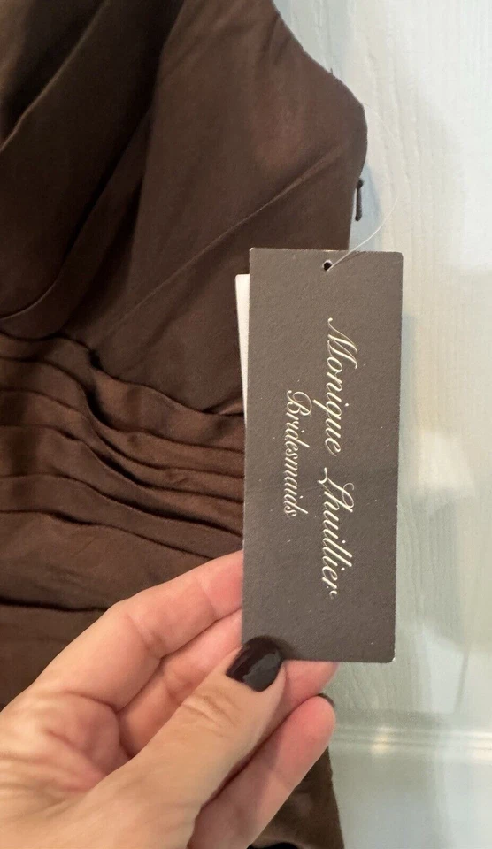 Новый с Ярлыками Monique Lhuillier подружек невесты коллекции размер 10 коричневый коктейльное платье - Изображение 2 из 4