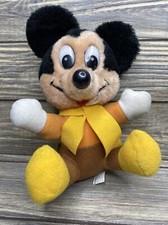 Vintage Mickeys Christmas Carol Mickey Mouse Bob Crachit Brown Suit Plush 8"
