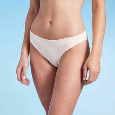 Shade & Shore Women's Cheeky Bikini Bottom Off-White Size Large 12-14