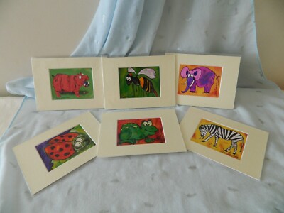 Art For Children Room INNA SEMADAR Animal Prints Frog Elephant Zebra Bee Hippo