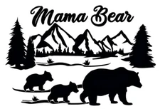 Momma Bear with Cubs Two Pack 6" Black Vinyl Decal Car Truck Laptop Tablet