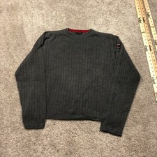 Vintage 90s Y2K Abercrombie Fitch Sweater Mens Large Crew Neck Ribbed Gray 92