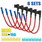 6x A Circuit Fuse Add Blade Tap Mini 15Amp 20Amp Zinc Alloy For Car Boat Truck