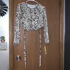 Women's Long Sleeve Crewneck Tie Back Cropped Rash Guard All in Motion Large