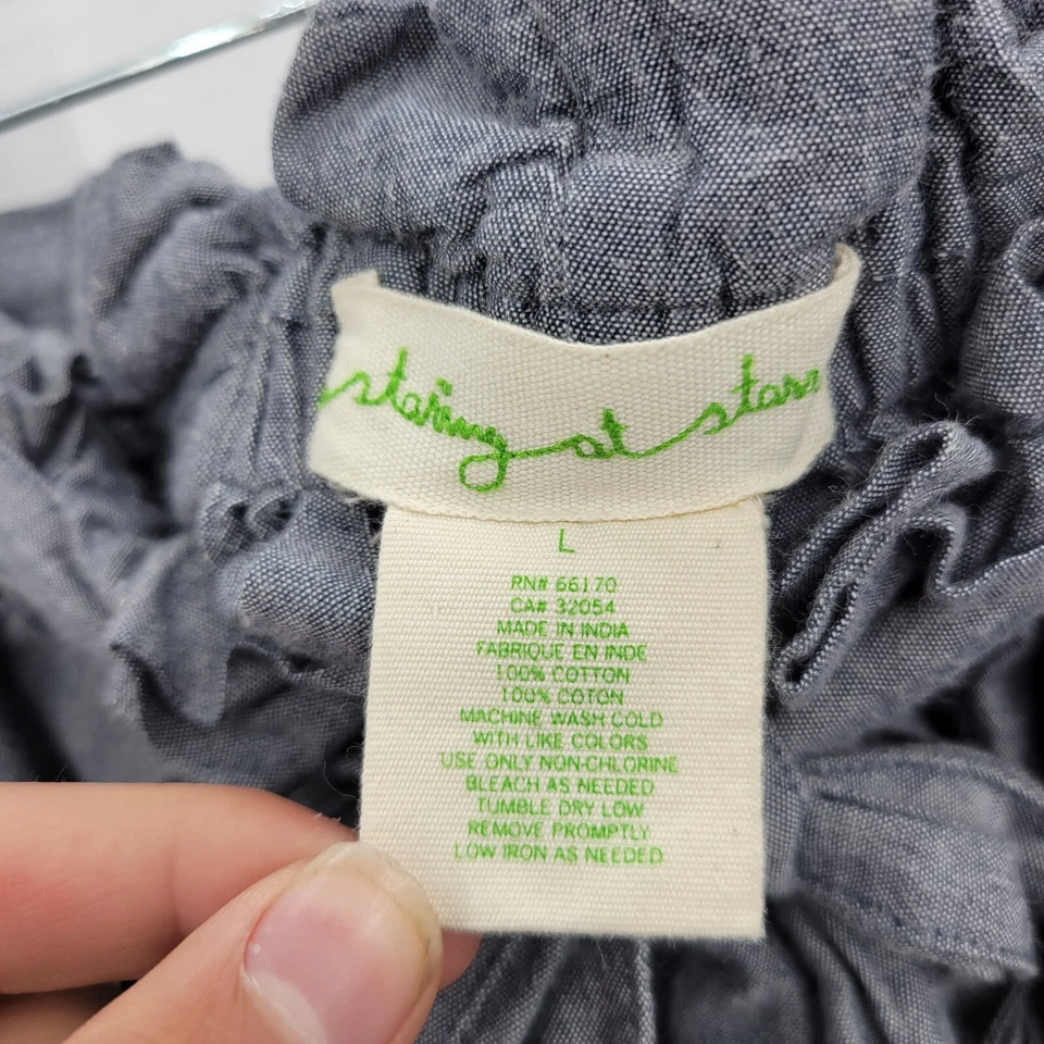 Falda Mirando a las Estrellas Mujer Grande Gris Cambray Bolsa de Papel Cintura Acampanada Mini Foto 3 de 4