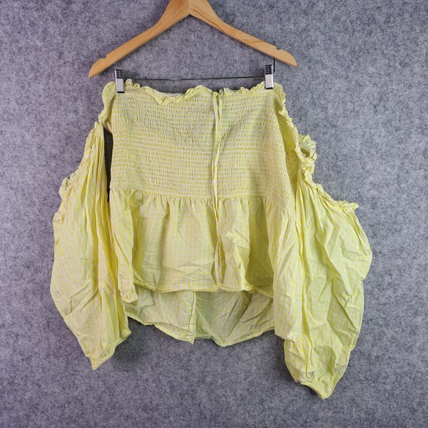 Boohoo Top Womens US 22 AUS 26 Yellow Off The Shoulder Long Sleeve 4872