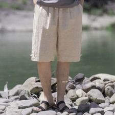 Chinese Retro Style Linen Cotton Loose Casual Pants Men's Wide Leg Pants Shorts