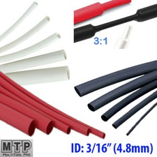 3/16" 4.8mm Pk 25/50 6" 3:1 Heat Shrink Tubing Adhesive Lined Dual Wall Black