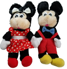 Vtg Disney Applause Mickey Mouse and Minnie Mouse Pair Plush Stuffed Toys Set 8"