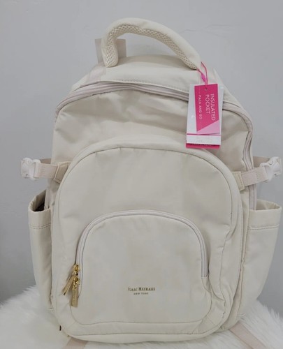 New BAG RARE Viral Isaac Mizrahi Backpack Ivory White Holds 40oz Stanley Tumbler - Picture 2 of 8
