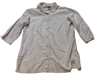 Harve Bernard 100% Linen Lt Lavender 3/4 Sleeve Button Up Shirt Sz 1x Lagenlook