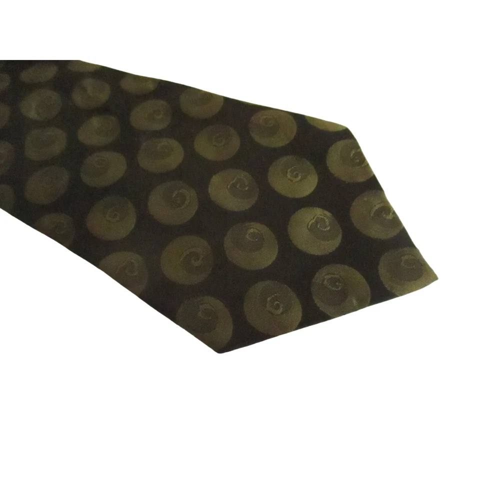 Corbata de cuello de seda vintage para hombre verde 3,5” 52” estampado de corona remolino Foto 2 de 4