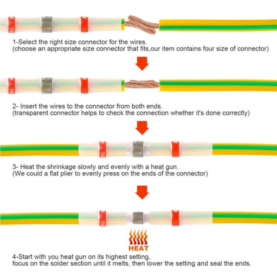 300Pcs Solder Seal Sleeve Heat Shrink Wire Connectors Butt Terminals Waterproof - Image 2 of 4