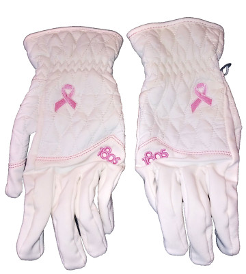 Women's White Touch Touchscreen Gloves 180S - Breast Cancer Awareness Ribbon