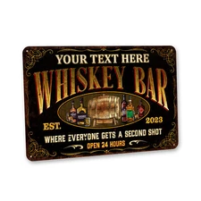 Custom Whiskey Bar Sign Home Bar Decor Gift For Dad Him Metal Sign 108122002165