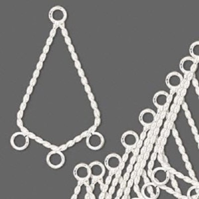 10 Silver 28mm Fancy Twisted Kite Earring Drops with Loops Bead Findings
