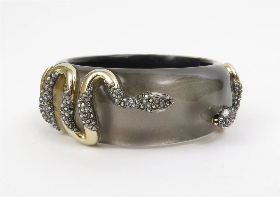 Браслет-манжета Alexis Bittar серебро и золото двойной змея люцит кристалл петля