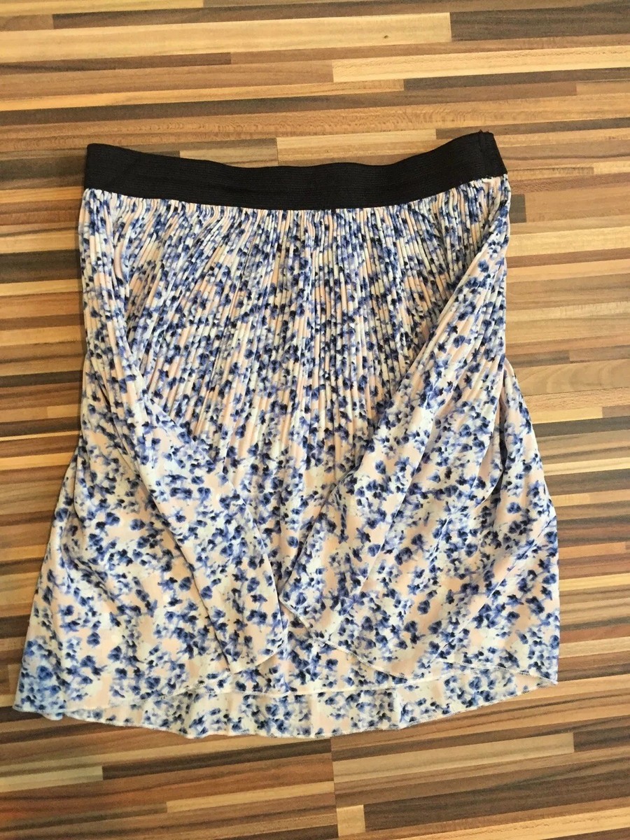 Jupe H&M Taille S Bleue à Imprimé Floral - Taille élastiquée, Style Flare, Occasion Très Bon état