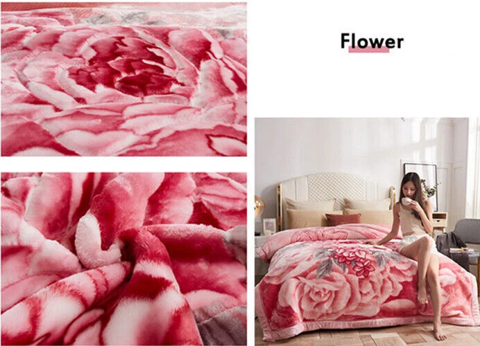 Raschel blanket thickening winter bed cover 2 PLY floral pattern warmful sheet - Image 3 of 4