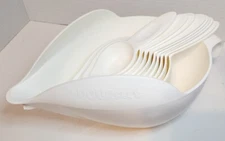 Set of 10 POURfect White Mixing Bowls by Randy Kaas  Mix Measure  Pour vg 