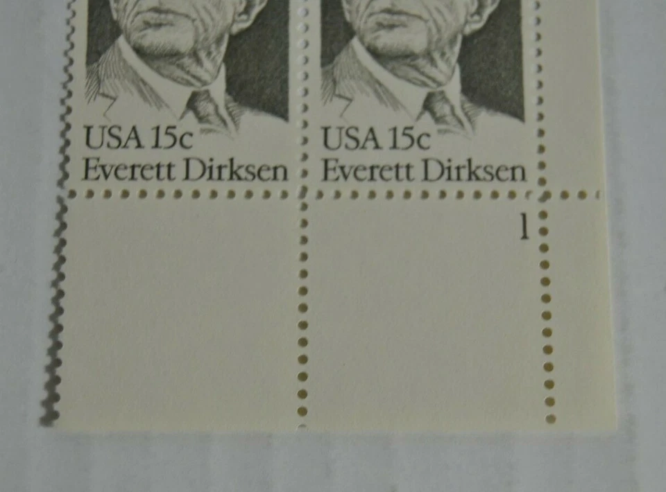 Everett Dirksen Plate Block of Four 15c Stamps 1981 Scott 1874 - Image 4 of 4