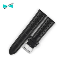 Vintage 18 19 20 21mm Mens Rally Racing Genuine Leather Watch Strap