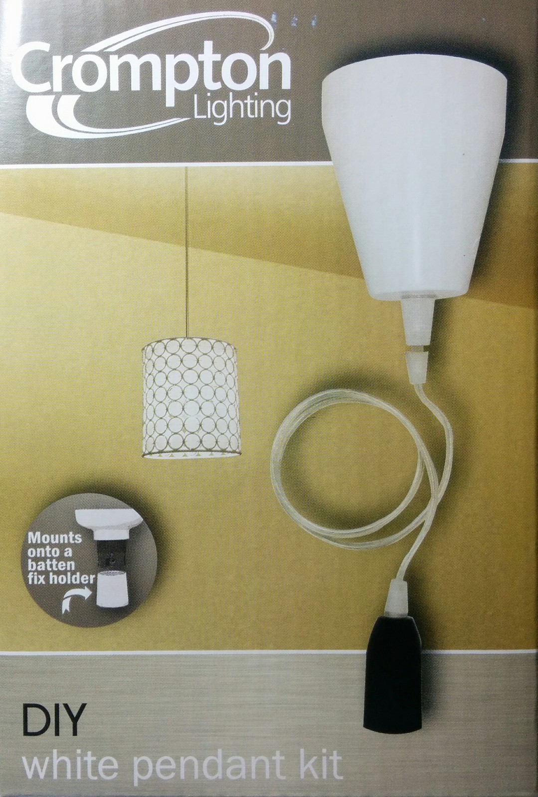 2 x DIY WHITE Cord Pendant Lighting Suspension Kit Batten Fix