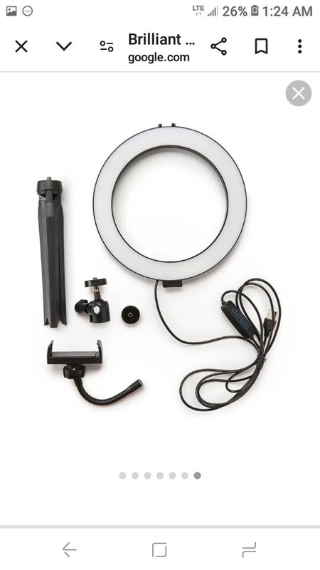 Ring Fill Light,80-LED,8"(7.8125"),USB Power,Desktop Tripod,Full Adj,Phone Mount