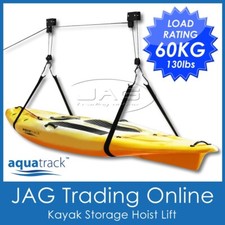 AQUATRACK KAYAK HOIST PULLEY SYSTEM Ceiling Bike Lift Garage Storage Kayak Rack