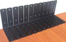 12 Pack - L 6" x H 6" x W1.5" 5mm Thick Black L Shelf Bracket Iron Shelf Bracket