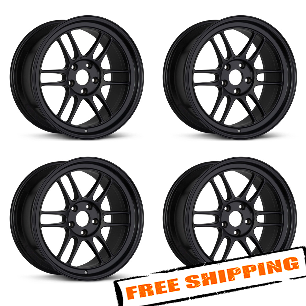 Enkei 3795704935BK Set of 4 15x7 4x100 35mm 73mm RPF1 Black Wheels
