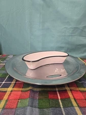 Enamelware Tray Medical Instrument Kidney Shape White 10"x4.5" EXCELLENT VINTAGE