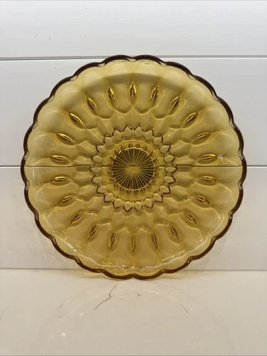 Vintage Anchor Hocking's Fairfield Amber 10" Glass Plate  Art Deco x4