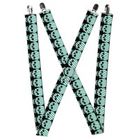Buckle-Down Suspenders, Checker Stripe Skulls Black White Green 1.5- (Us Import)